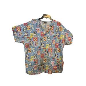 Scrub Wear Puppy Dogs Bones Treats Womans Scrub Top Large